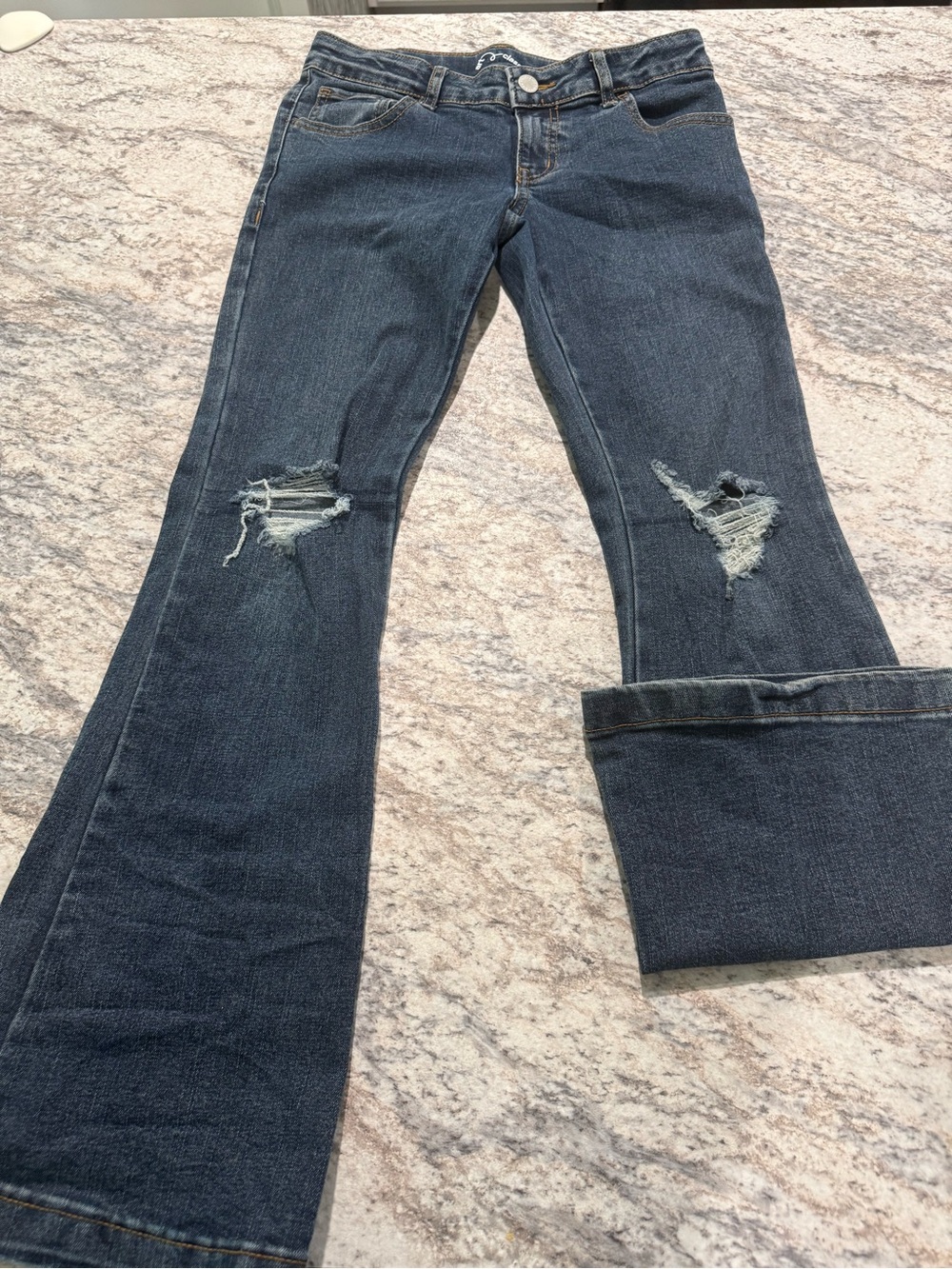 art class Dark Blue Distressed Flare Jeans with Knee Rips
